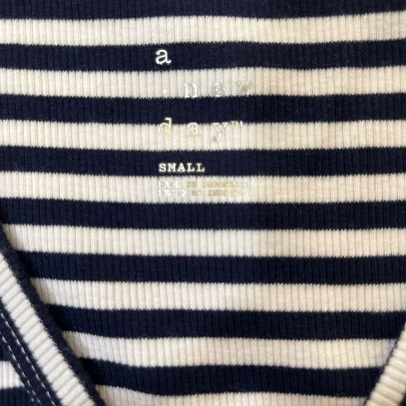 A New Day Navy and White Sleeveless V-Neck Bodycon Maxi Dress - Picture 3 of 9